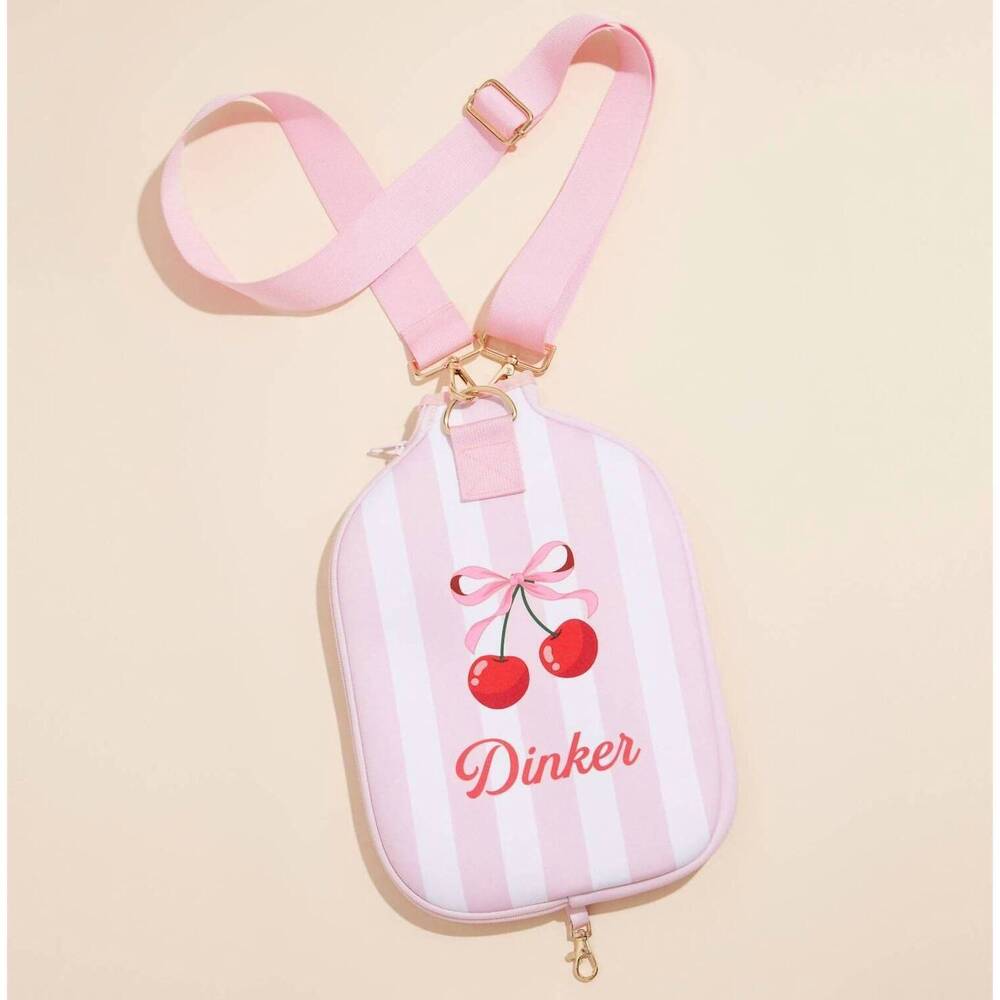 NEW FREM women's cherry dinker neoprene pickleball paddle bag in pink
